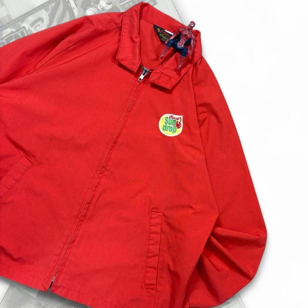 Vintage Dunbrooke Pla-Jac Red Cherry Sun Drop Zip Up Work Jacket Mens L